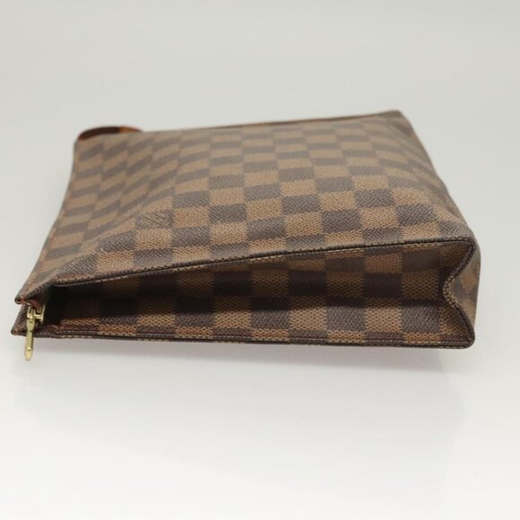 LOUIS VUITTON Damier Ebene Poche Toilette 26 Pouch N47543 LV Auth MX437 - Picture 4 of 16
